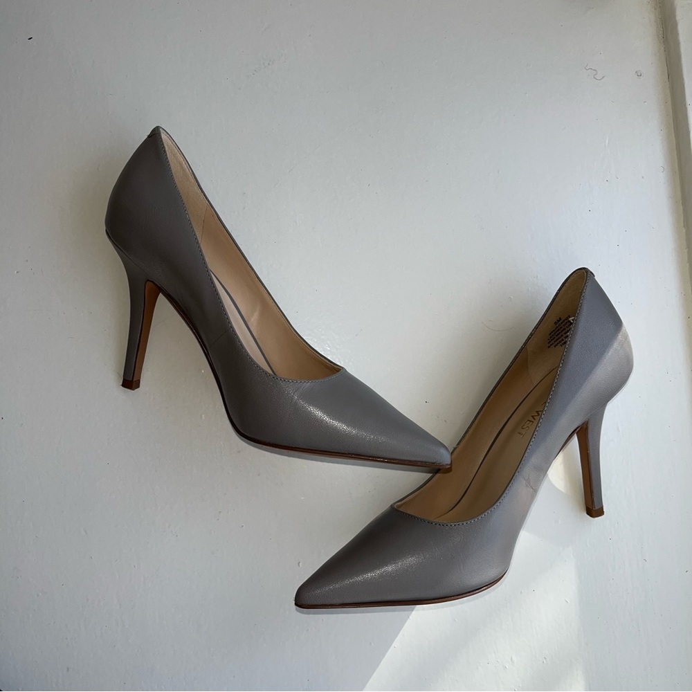 Genuine Leather Gray Pumps/Heels